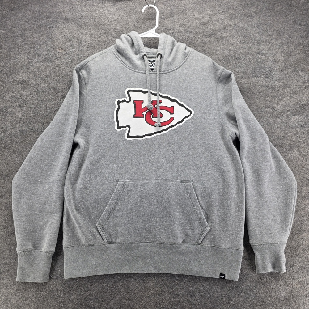 Kansas City Chiefs Sweatshirt Mens L Gray NFL Football '47 Hooded Pullover